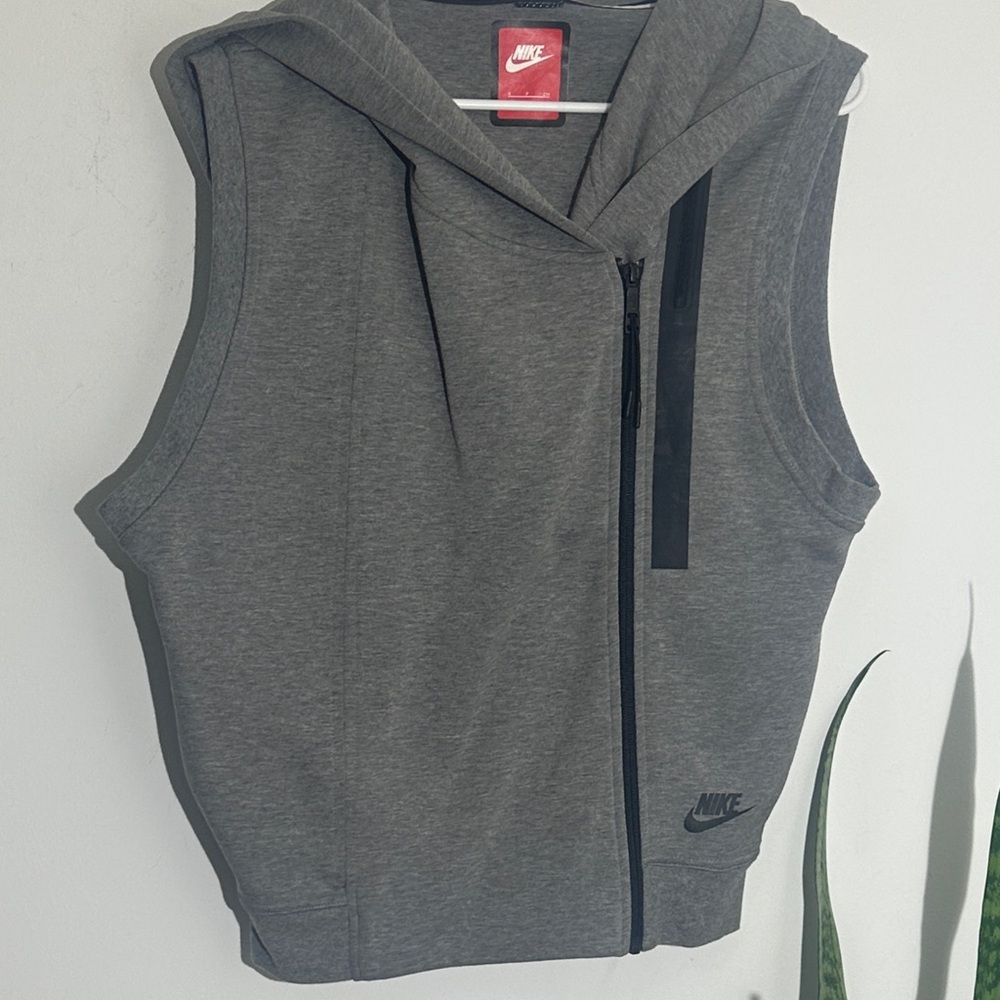 Nike Gray Hooded Vest with Black Accents